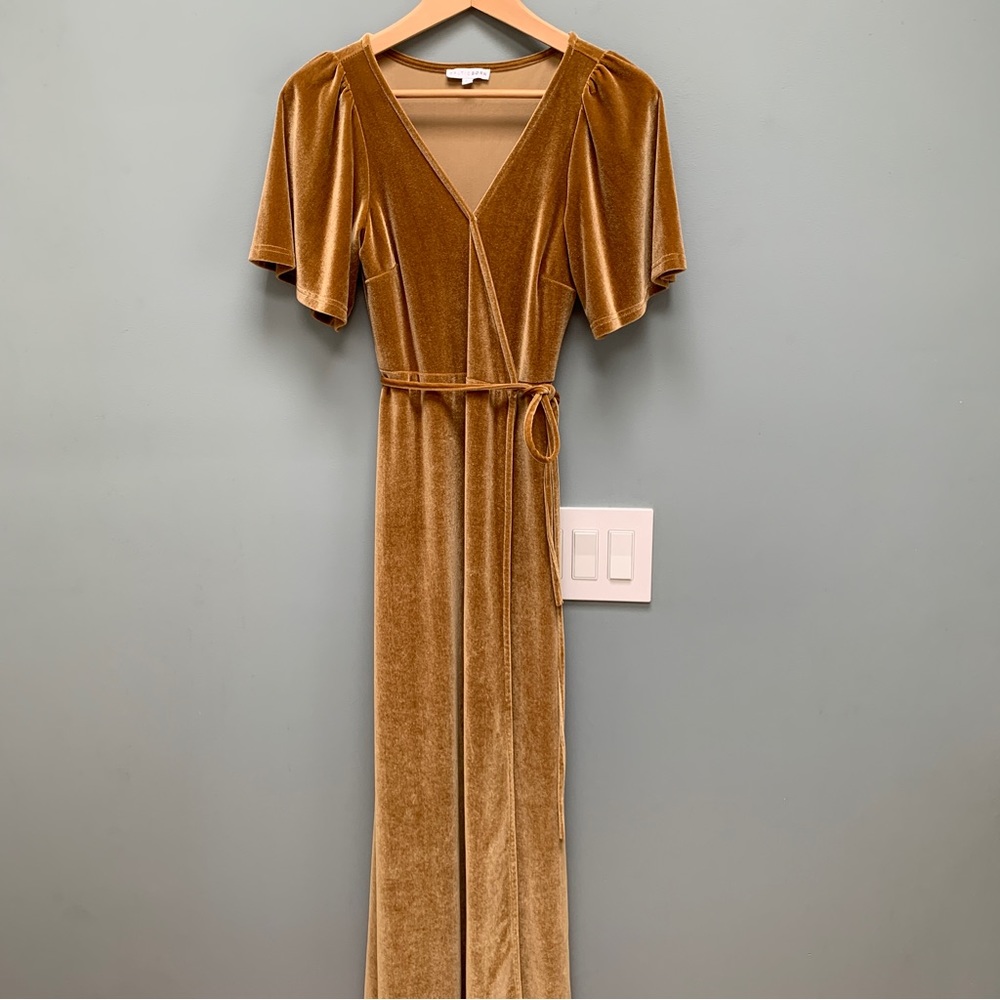 Baltic Born Meghan Velvet Wrap Maxi Dress in Gold